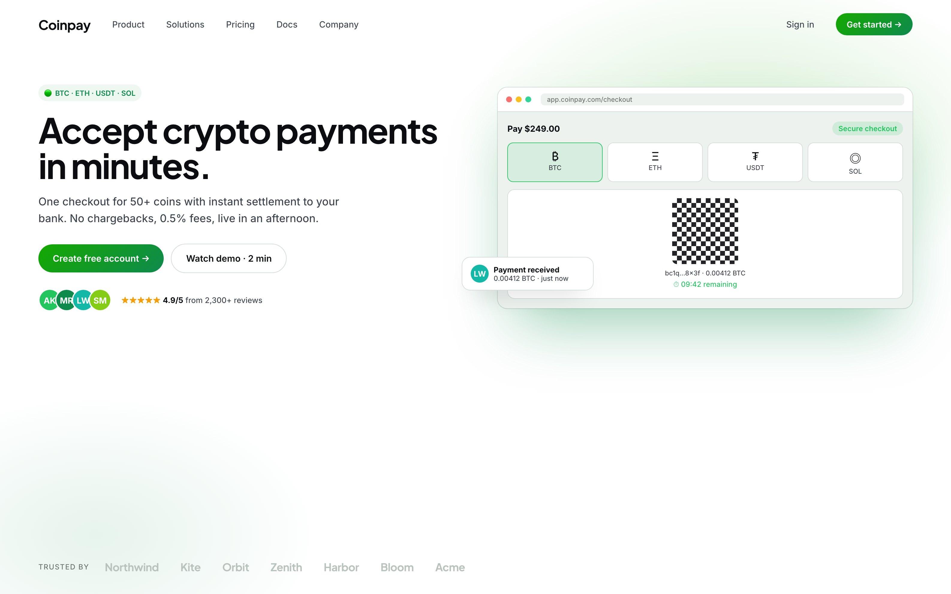 Crypto-checkout storefront