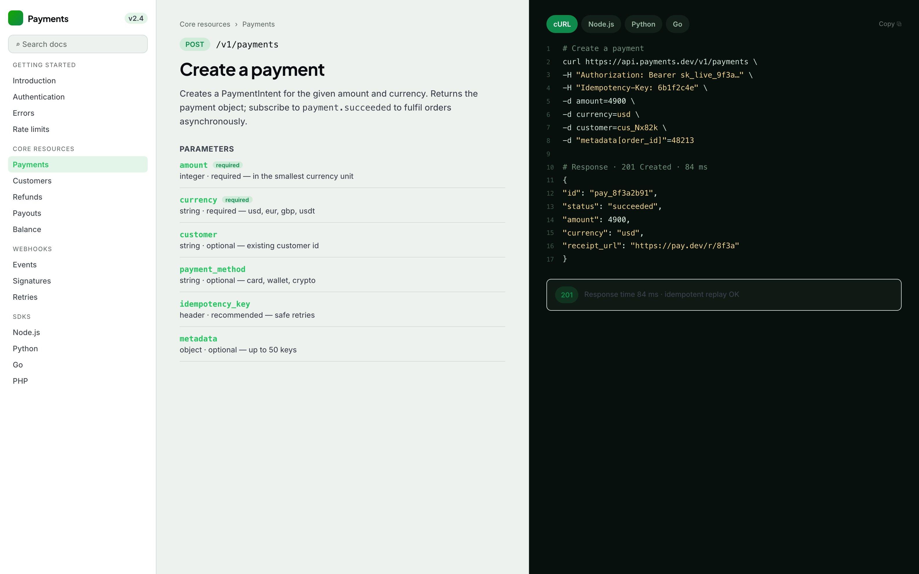 Payments integration