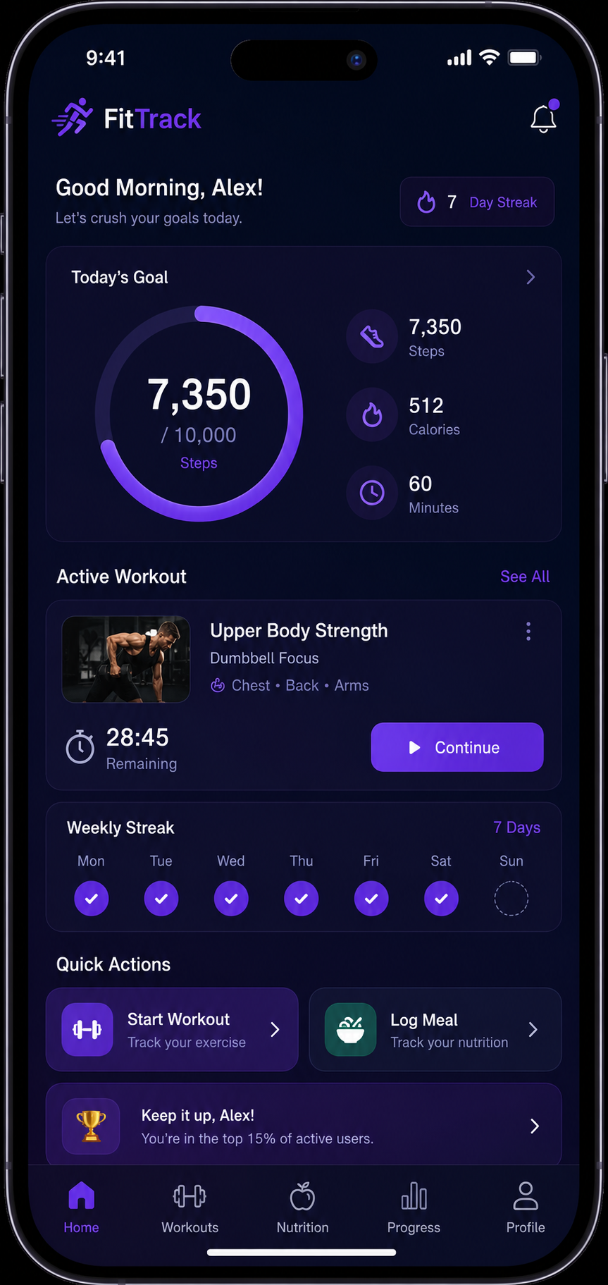 FitTrack — Fitness Mobile App