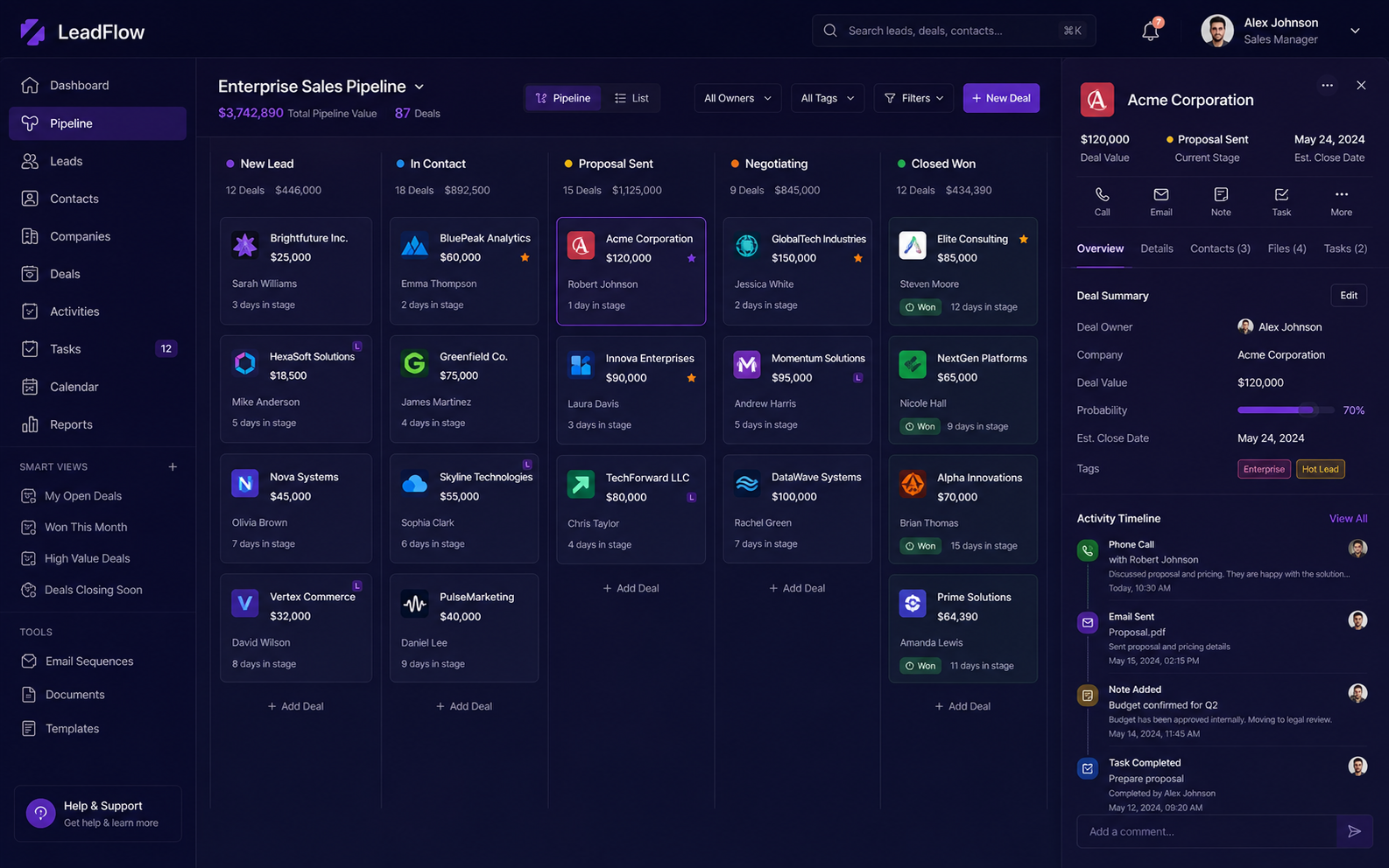 LeadFlow — Custom CRM System