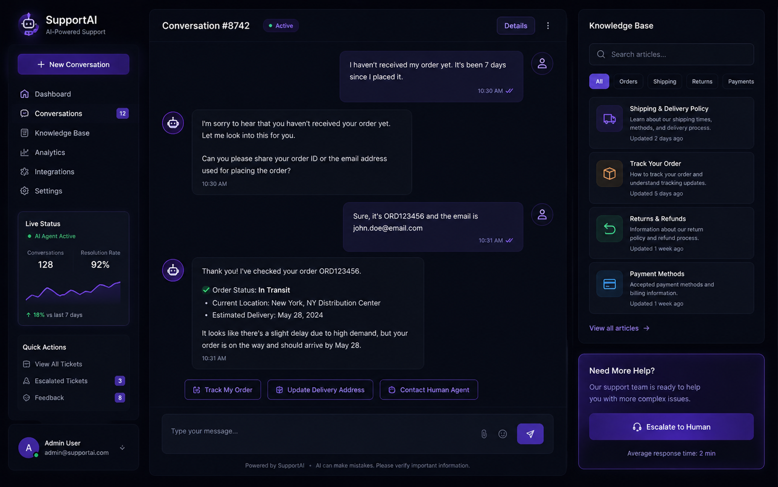 AI customer support system