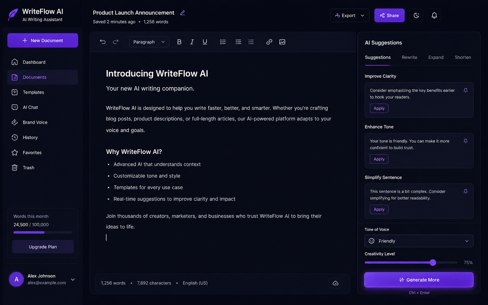 AI writing tool
