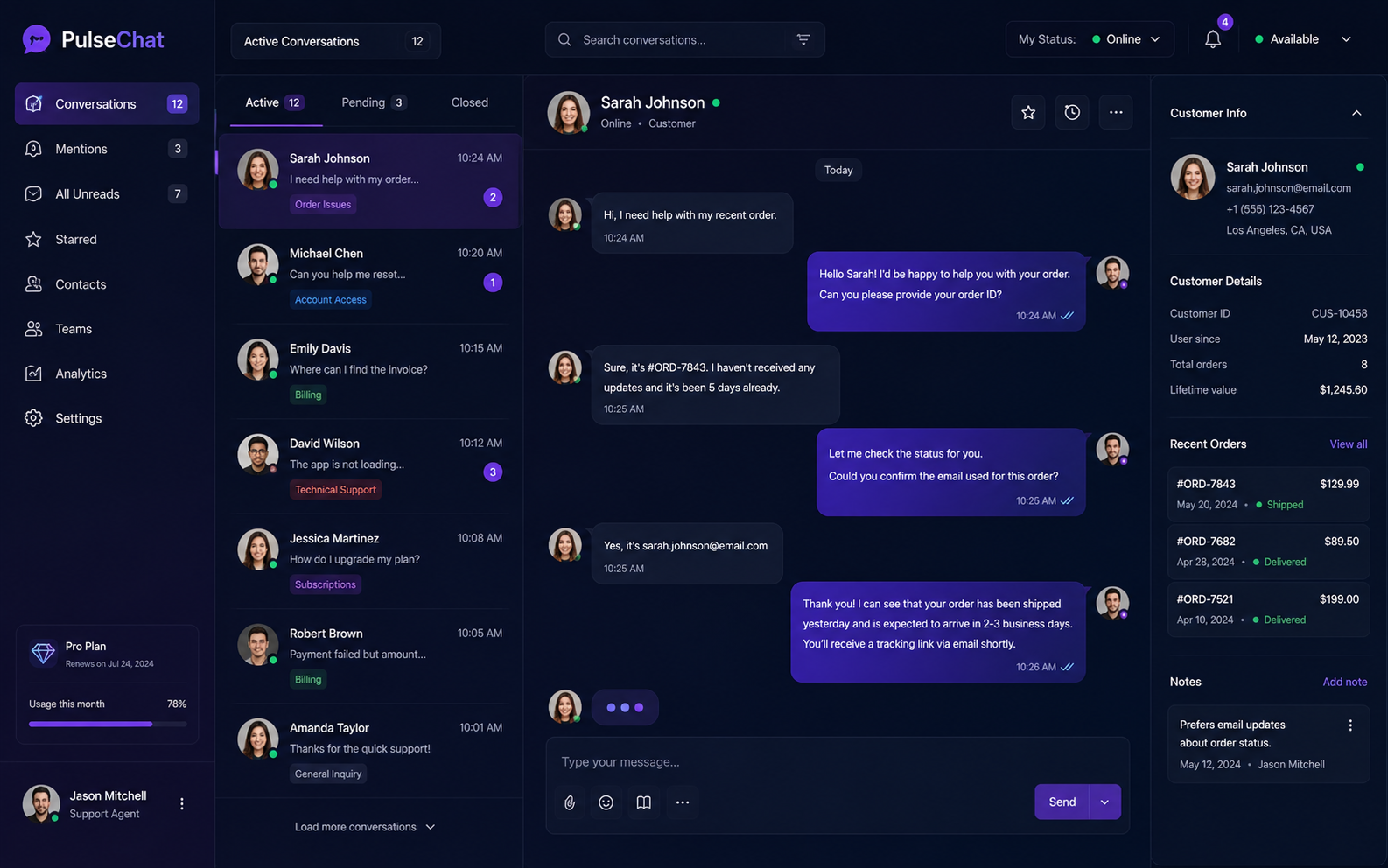 PulseChat — Real-time Chat & Support